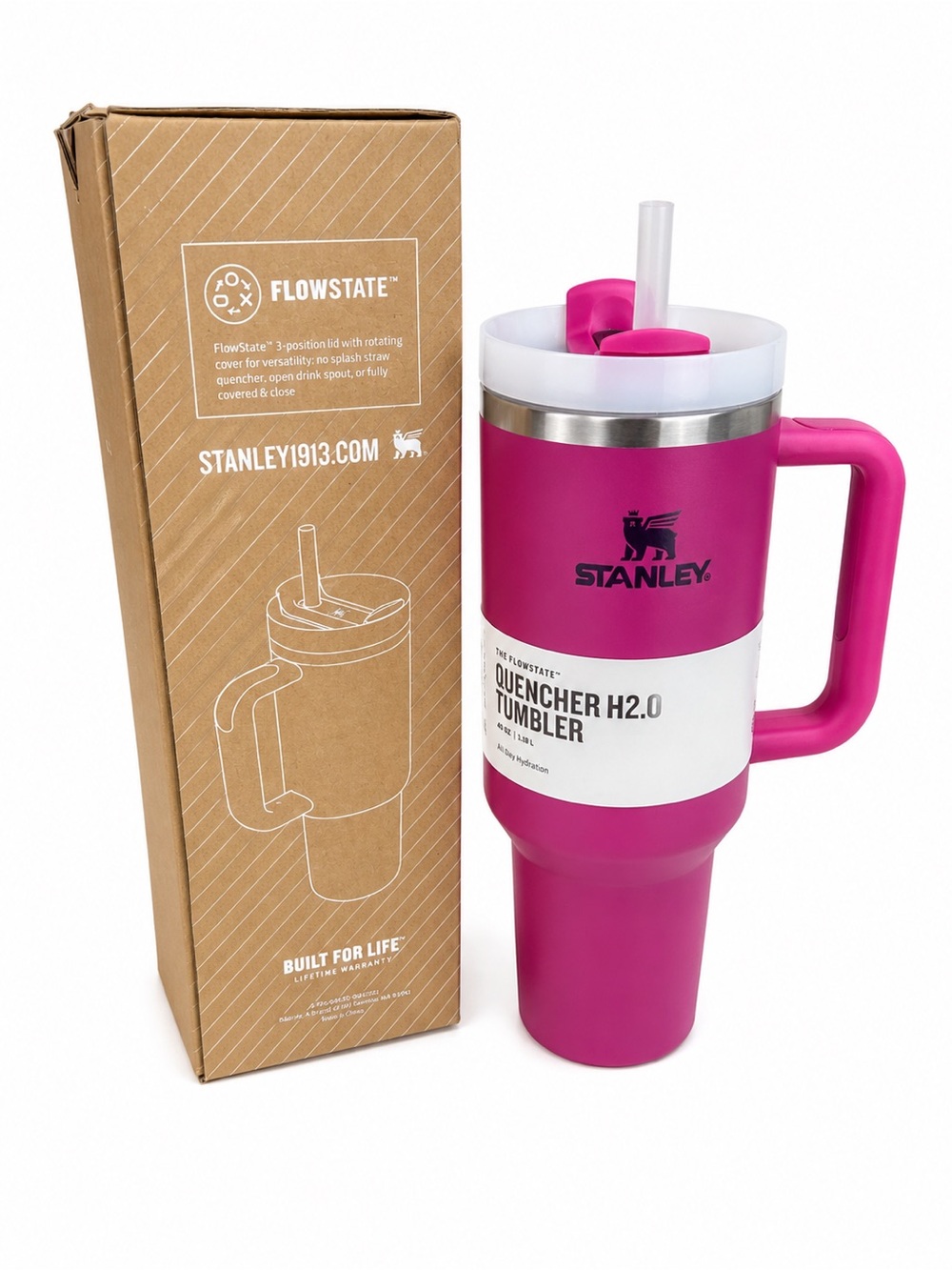 Stanley Magenta 40oz Travel Tumbler with Handle - NEW in box